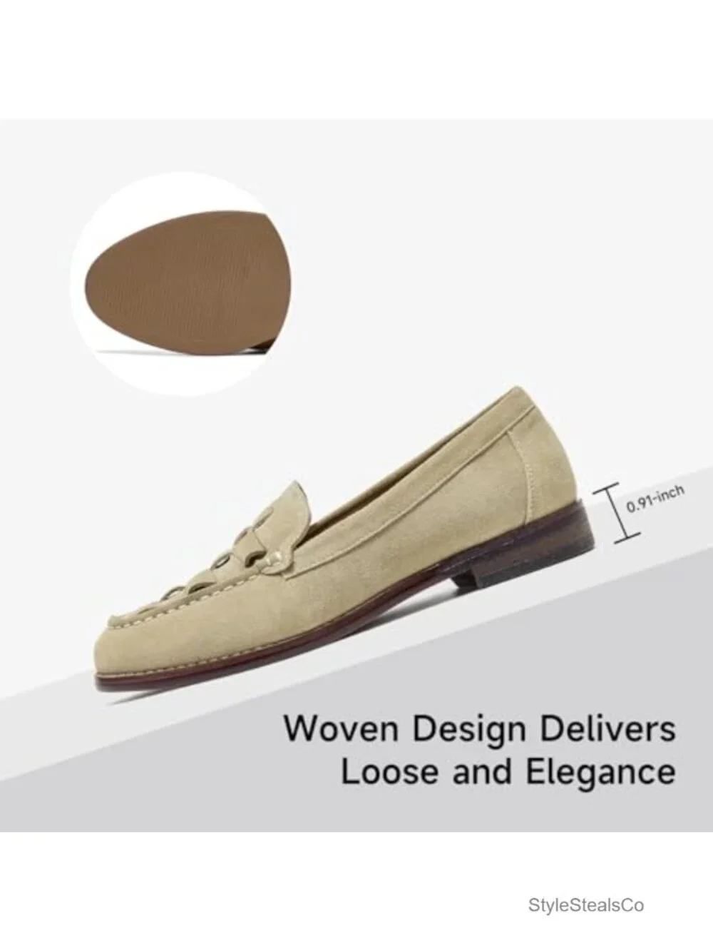 Genuine Cow Suede Woven Loafers, Sheepskin Lining, Slip On Mocc Flats